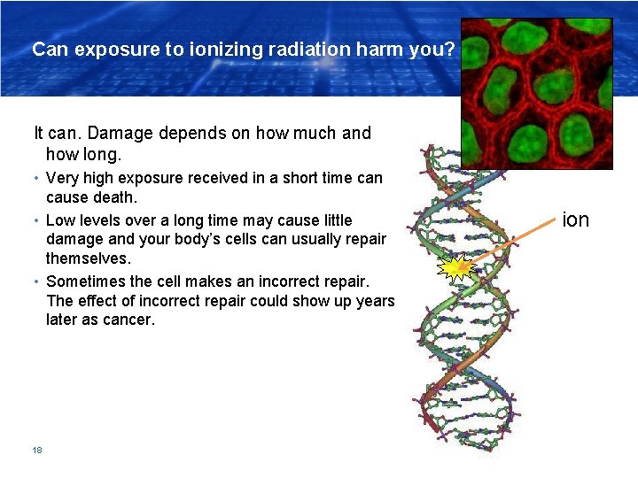 Can exposure to ionizing radiation harm you? It can. Damage depends on how much