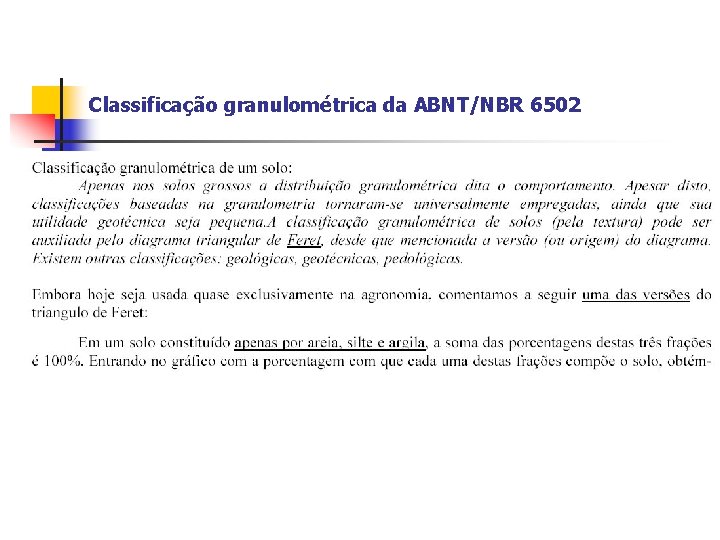 Classificação granulométrica da ABNT/NBR 6502 