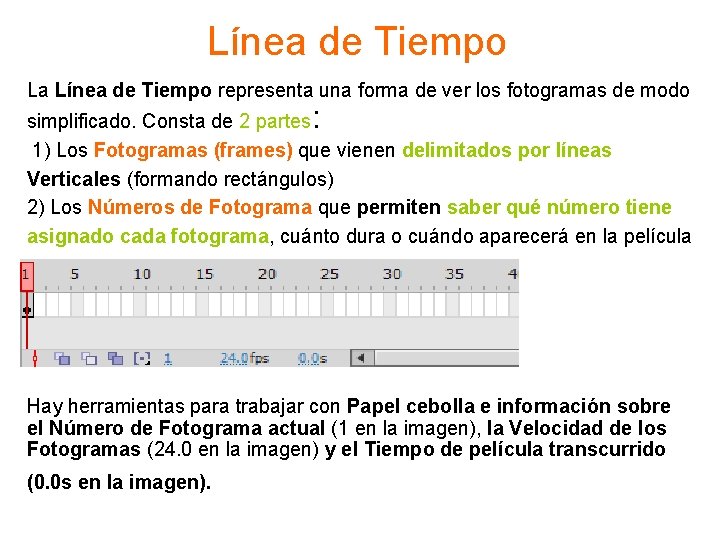 Línea de Tiempo La Línea de Tiempo representa una forma de ver los fotogramas