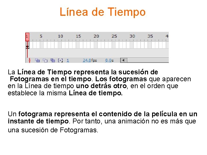 Línea de Tiempo La Línea de Tiempo representa la sucesión de Fotogramas en el