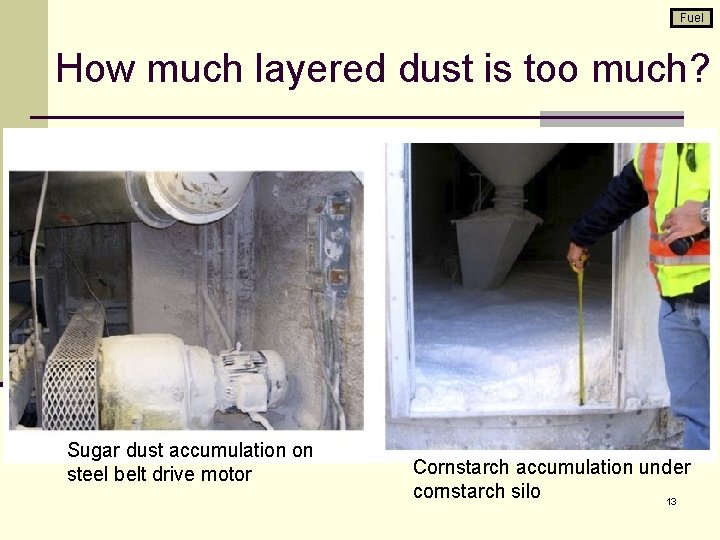 Fuel How much layered dust is too much? Sugar dust accumulation on steel belt