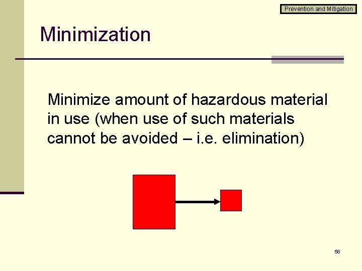 Prevention and Mitigation Minimize amount of hazardous material in use (when use of such