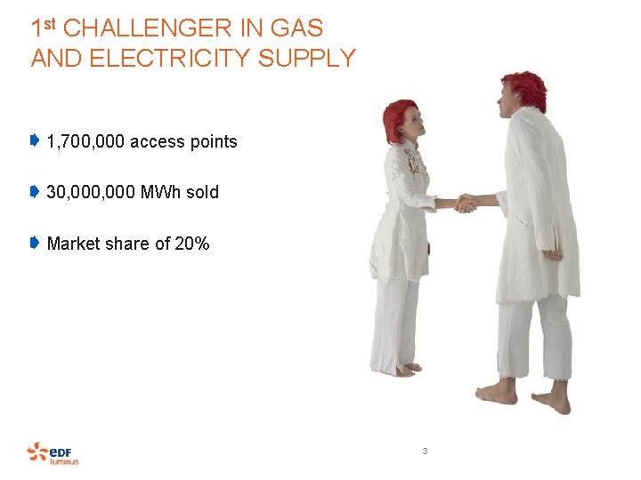1 st CHALLENGER IN GAS AND ELECTRICITY SUPPLY 1, 700, 000 access points 30,