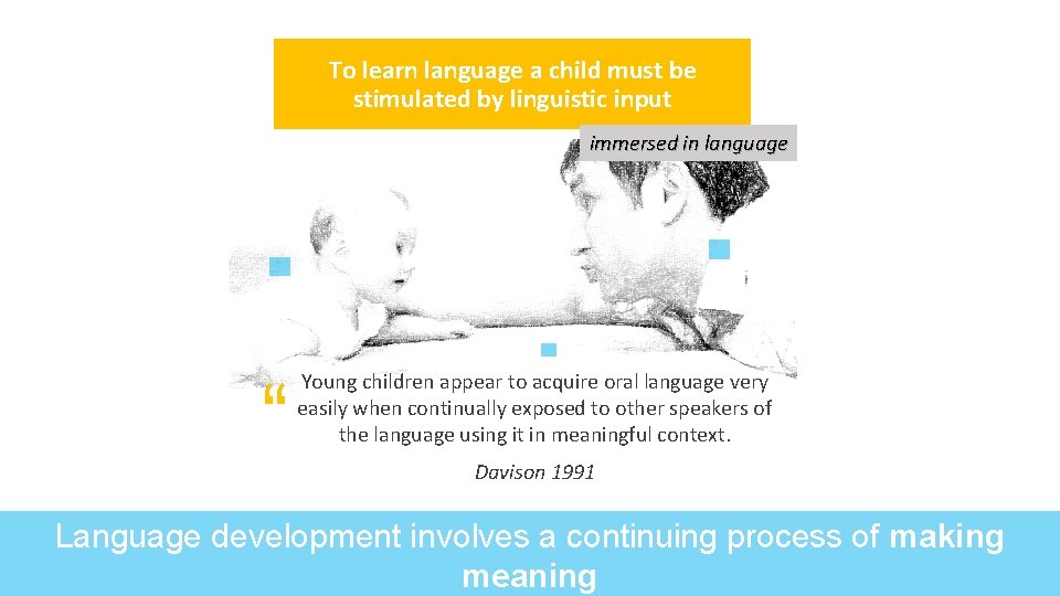 To learn language a child must be stimulated by linguistic input immersed in language