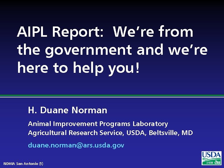 AIPL Report: We’re from the government and we’re here to help you! H. Duane