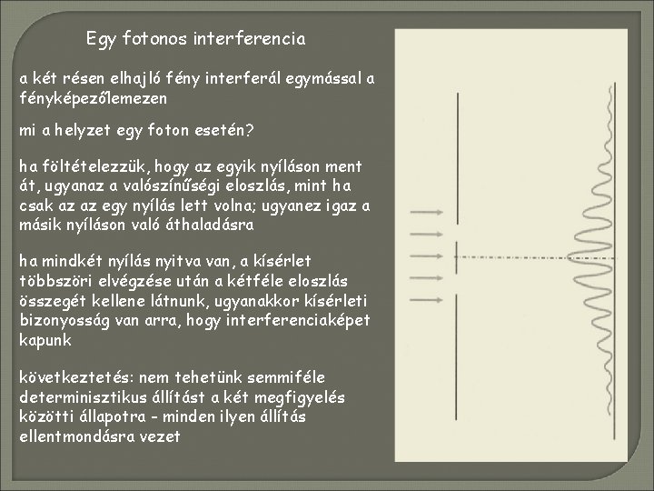 Egy fotonos interferencia a két résen elhajló fény interferál egymással a fényképezőlemezen mi a