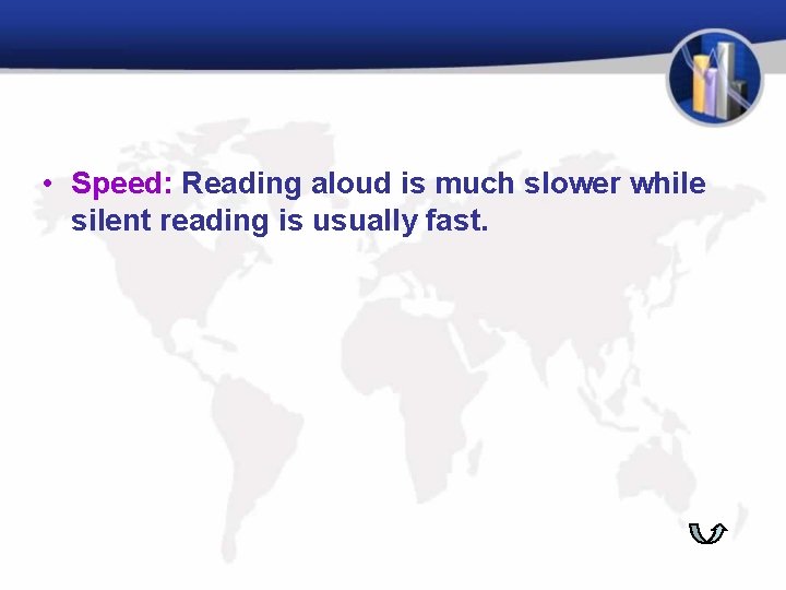  • Speed: Reading aloud is much slower while silent reading is usually fast.