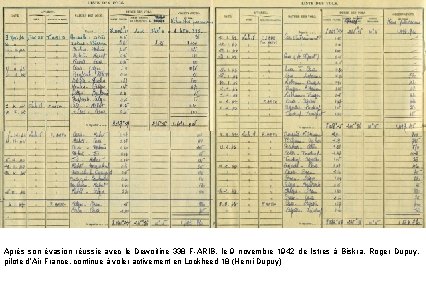 Après son évasion réussie avec le Dewoitine 338 F-ARIB, le 9 novembre 1942 de