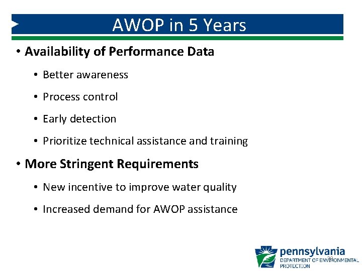 AWOP in 5 Years • Availability of Performance Data • Better awareness • Process AWOP in 5 Years • Availability of Performance Data • Better awareness • Process