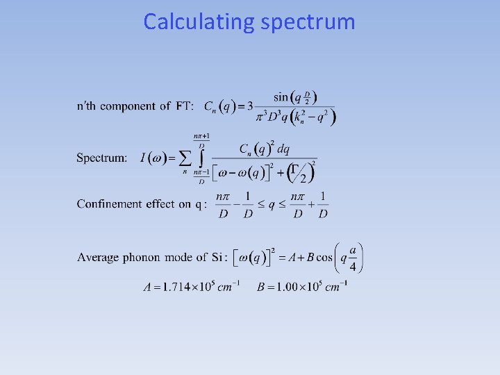 Calculating spectrum 