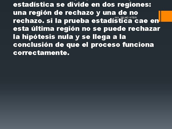 estadística se divide en dos regiones: una región de rechazo y una de no estadística se divide en dos regiones: una región de rechazo y una de no