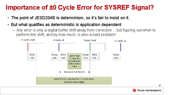 Importance of ± 0 Cycle Error for SYSREF Signal? • The point of JESD Importance of ± 0 Cycle Error for SYSREF Signal? • The point of JESD