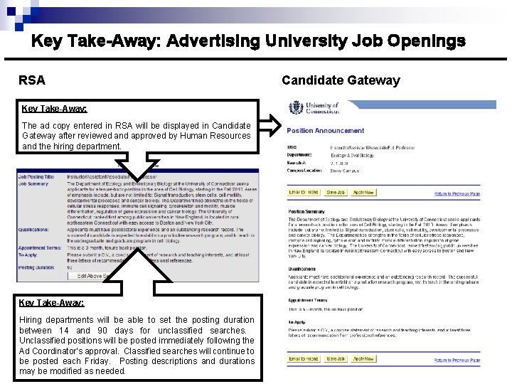 Key Take-Away: Advertising University Job Openings RSA Key Take-Away: The ad copy entered in