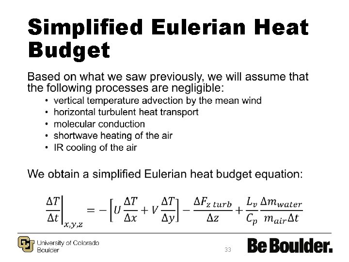 Simplified Eulerian Heat Budget • 33 