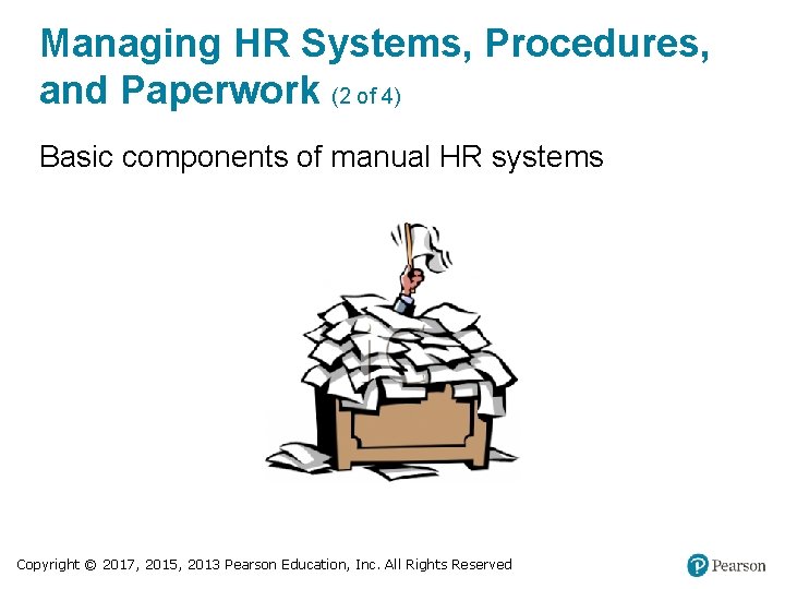 Managing HR Systems, Procedures, and Paperwork (2 of 4) Basic components of manual HR