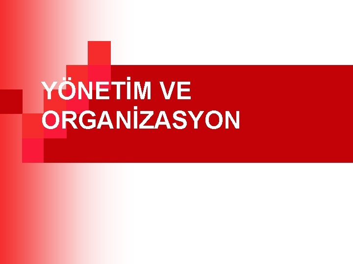 YÖNETİM VE ORGANİZASYON 