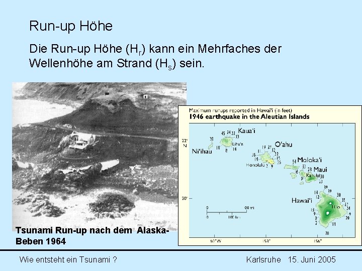 Run-up Höhe Die Run-up Höhe (Hr) kann ein Mehrfaches der Wellenhöhe am Strand (Hs) Run-up Höhe Die Run-up Höhe (Hr) kann ein Mehrfaches der Wellenhöhe am Strand (Hs)