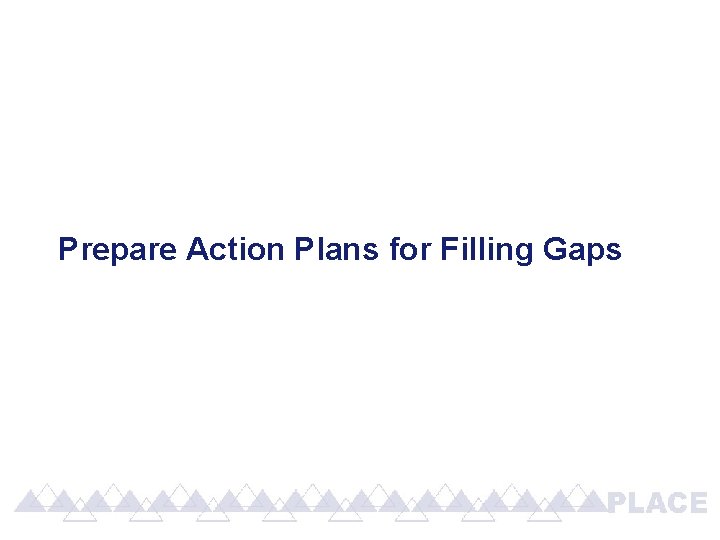 Prepare Action Plans for Filling Gaps 