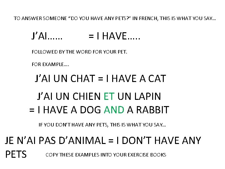 TO ANSWER SOMEONE “DO YOU HAVE ANY PETS? ” IN FRENCH, THIS IS WHAT TO ANSWER SOMEONE “DO YOU HAVE ANY PETS? ” IN FRENCH, THIS IS WHAT