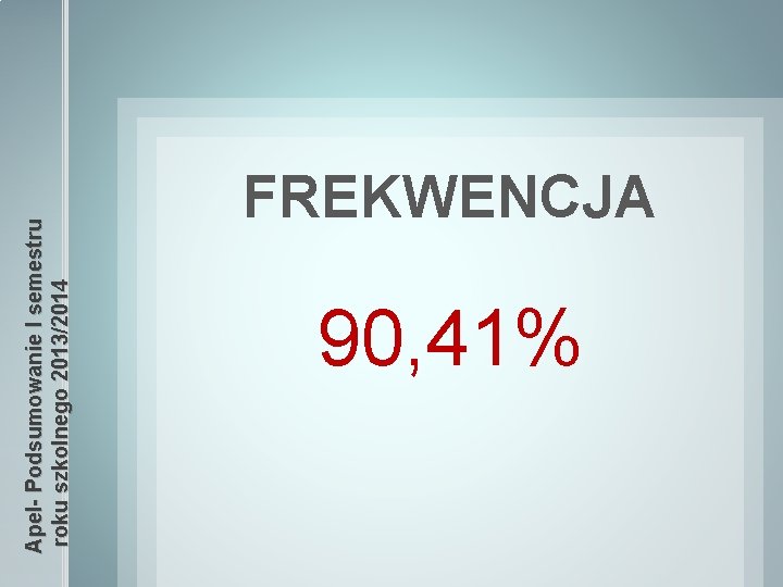 Apel- Podsumowanie I semestru roku szkolnego 2013/2014 FREKWENCJA 90, 41% 