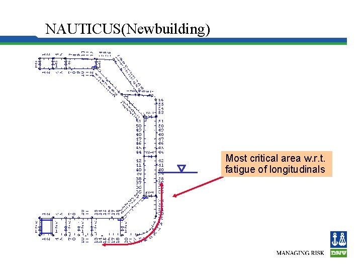 NAUTICUS(Newbuilding) Most critical area w. r. t. fatigue of longitudinals 