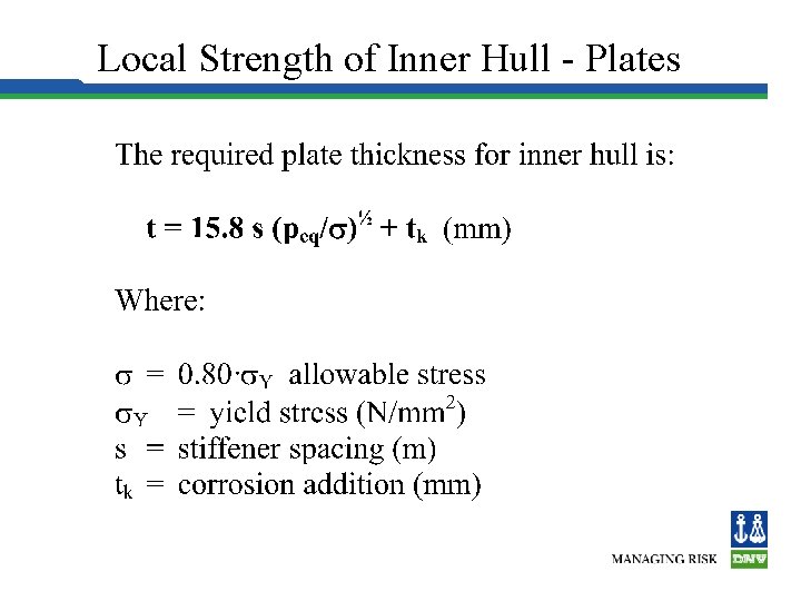 Local Strength of Inner Hull - Plates 