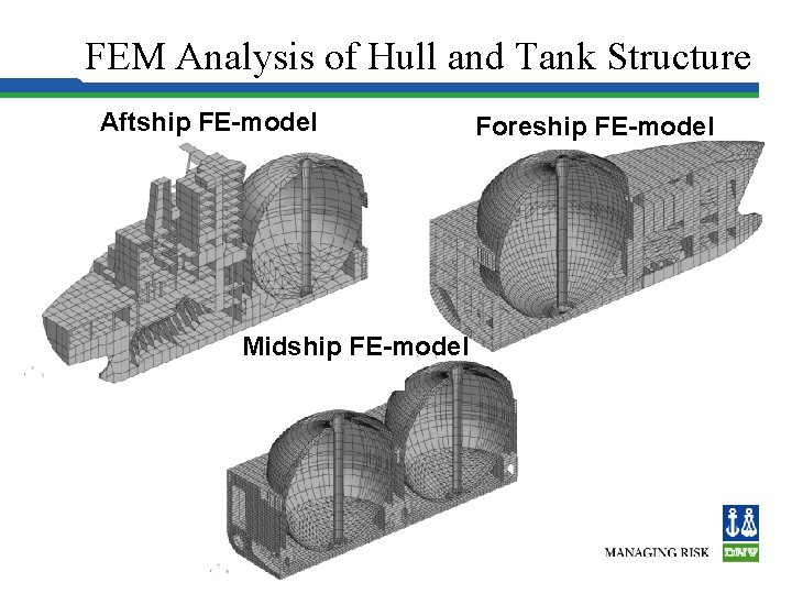 FEM Analysis of Hull and Tank Structure Aftship FE-model Midship FE-model Foreship FE-model 