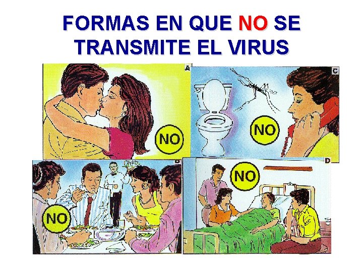 FORMAS EN QUE NO SE TRANSMITE EL VIRUS 