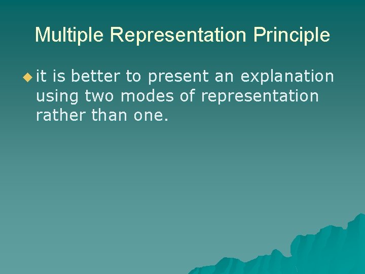 Multiple Representation Principle u it is better to present an explanation using two modes