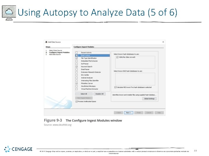 Using Autopsy to Analyze Data (5 of 6) © 2019 Cengage. May not be