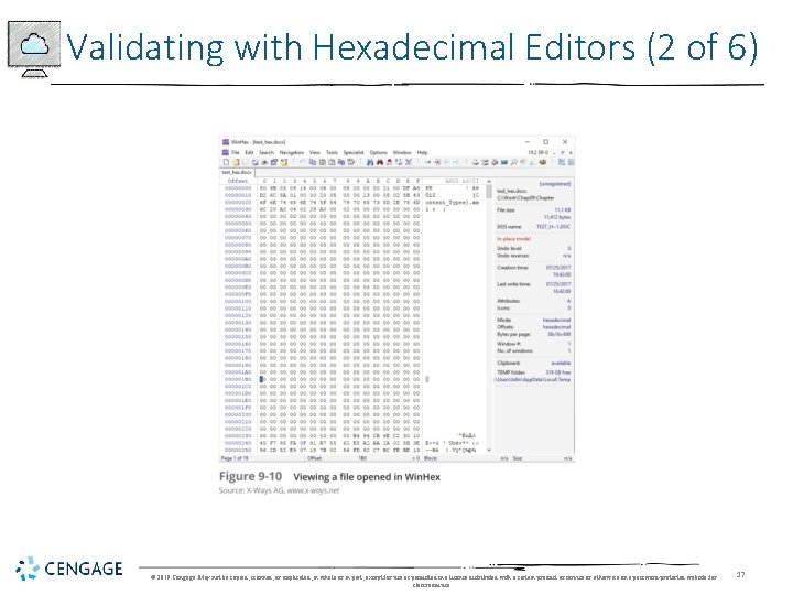 Validating with Hexadecimal Editors (2 of 6) © 2019 Cengage. May not be copied,