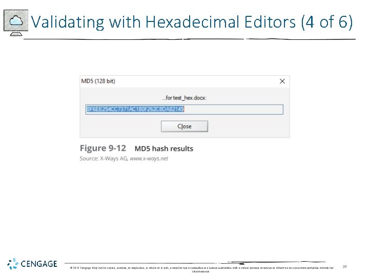 Validating with Hexadecimal Editors (4 of 6) © 2019 Cengage. May not be copied,