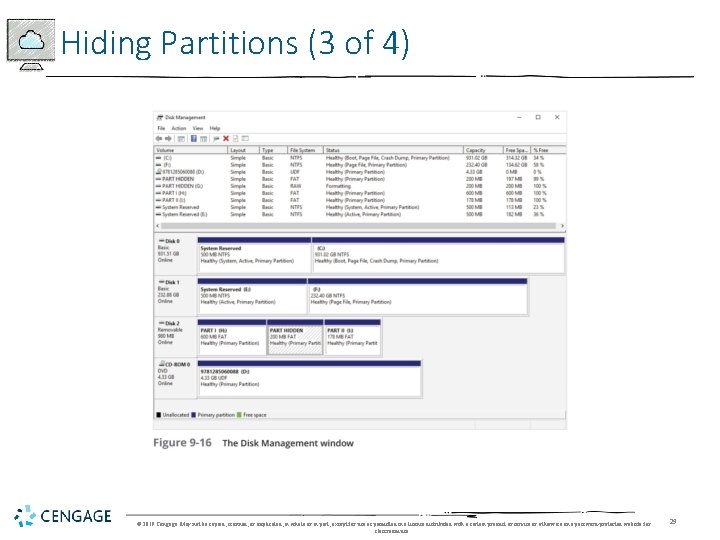 Hiding Partitions (3 of 4) © 2019 Cengage. May not be copied, scanned, or
