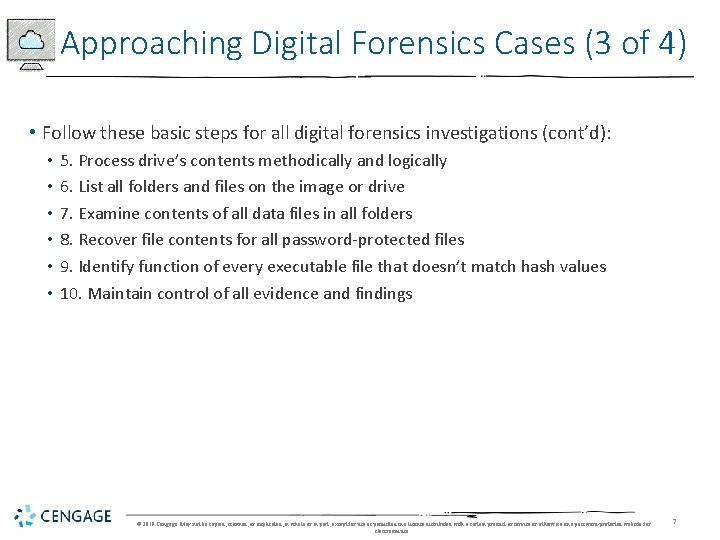 Approaching Digital Forensics Cases (3 of 4) • Follow these basic steps for all