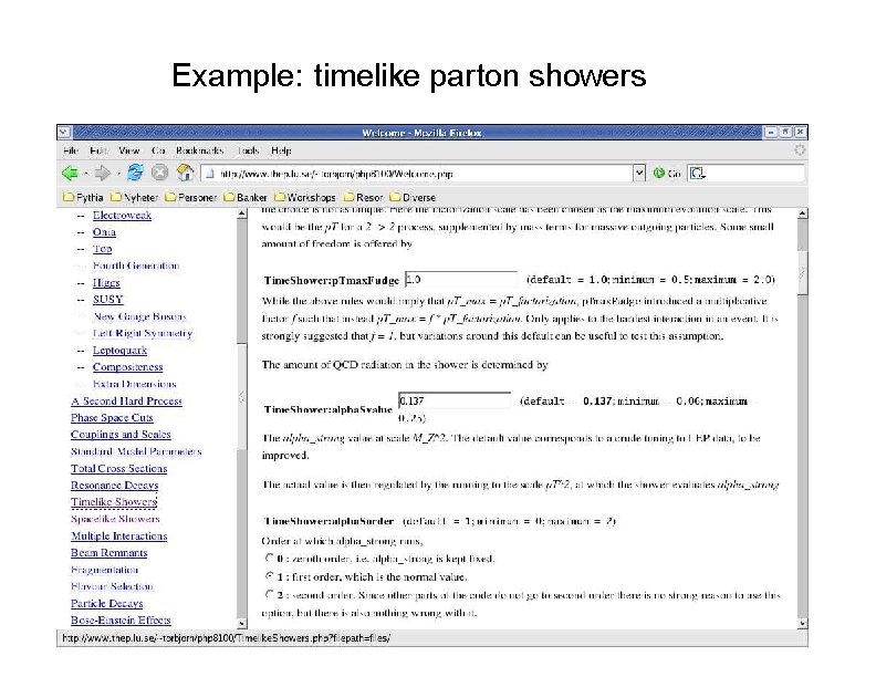 Example: timelike parton showers 