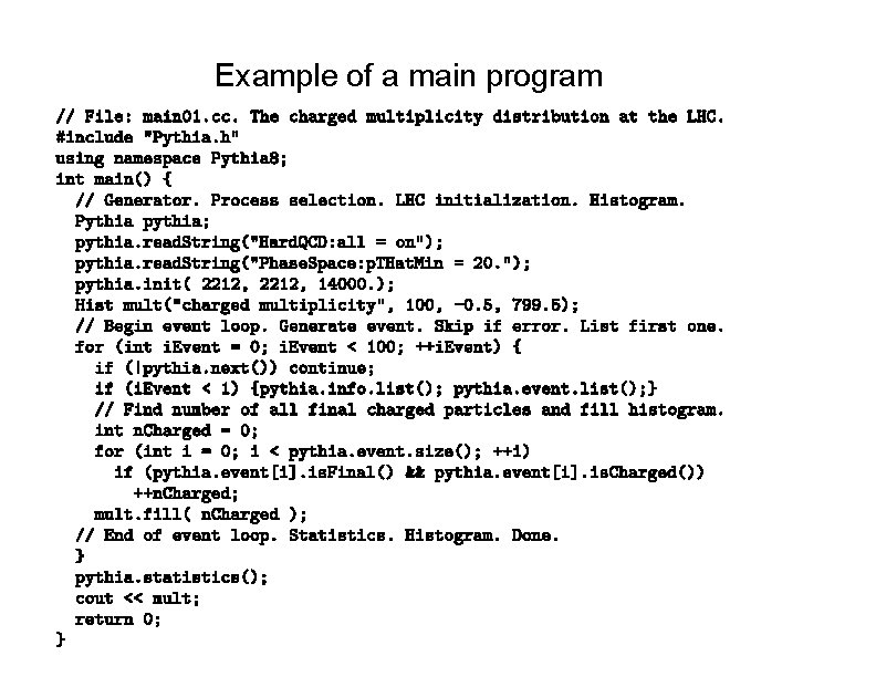 Example of a main program 