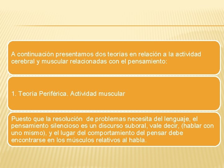 A continuación presentamos dos teorías en relación a la actividad cerebral y muscular relacionadas