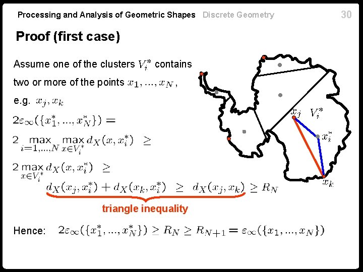 Processing and Analysis of Geometric Shapes Discrete Geometry Proof (first case) Assume one of