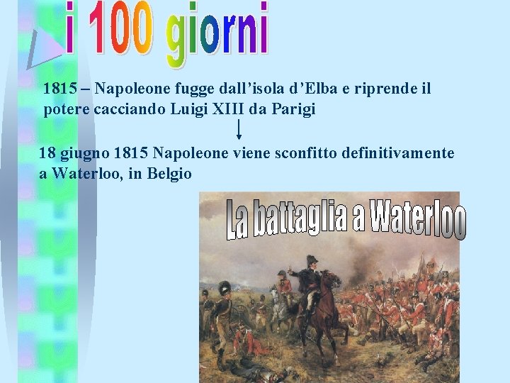 1815 – Napoleone fugge dall’isola d’Elba e riprende il potere cacciando Luigi XIII da