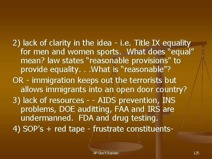 2) lack of clarity in the idea - i. e. Title IX equality for