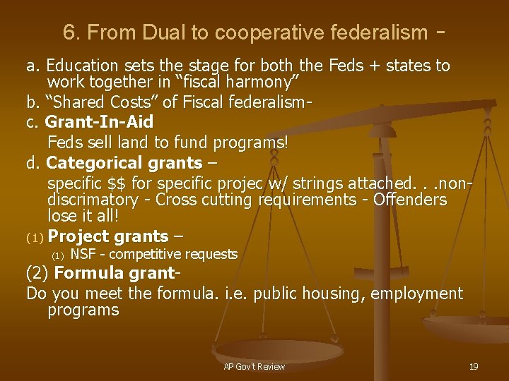 6. From Dual to cooperative federalism - a. Education sets the stage for both