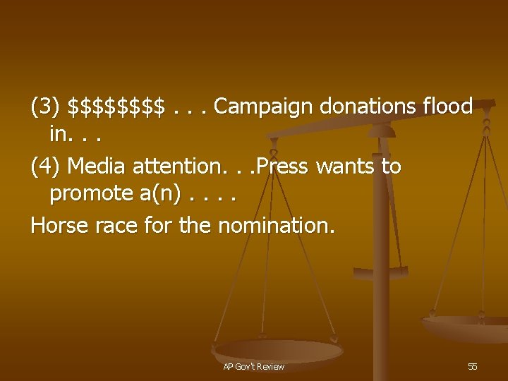 (3) $$$$. . . Campaign donations flood in. . . (4) Media attention. .