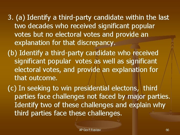 3. (a) Identify a third-party candidate within the last two decades who received significant