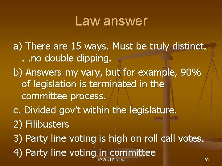 Law answer a) There are 15 ways. Must be truly distinct. . . no