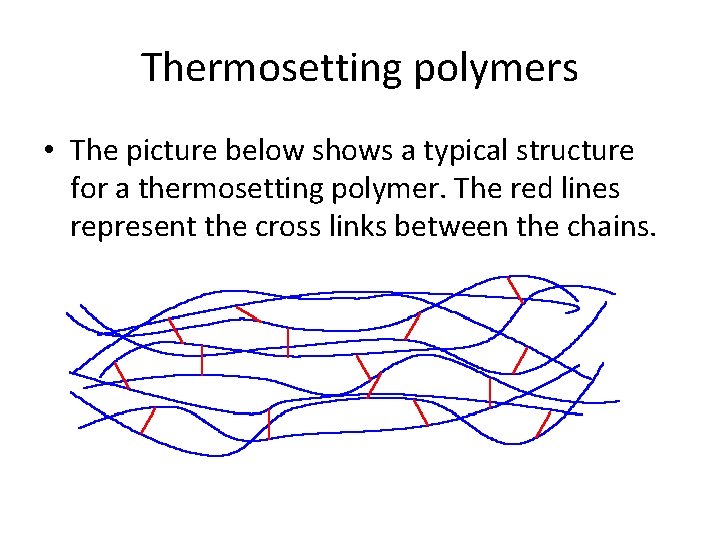Thermosetting polymers • The picture below shows a typical structure for a thermosetting polymer.