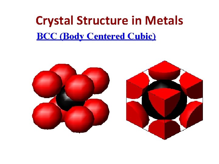 Crystal Structure in Metals BCC (Body Centered Cubic) 