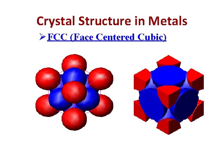 Crystal Structure in Metals Ø FCC (Face Centered Cubic) 