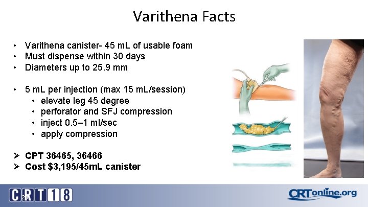 Varithena Facts • Varithena canister- 45 m. L of usable foam • Must dispense