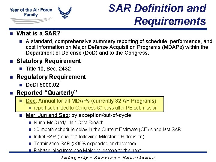 SAR Definition and Requirements n What is a SAR? n n Statutory Requirement n