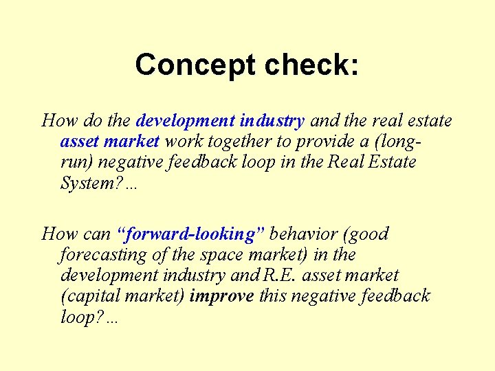 Concept check: How do the development industry and the real estate asset market work